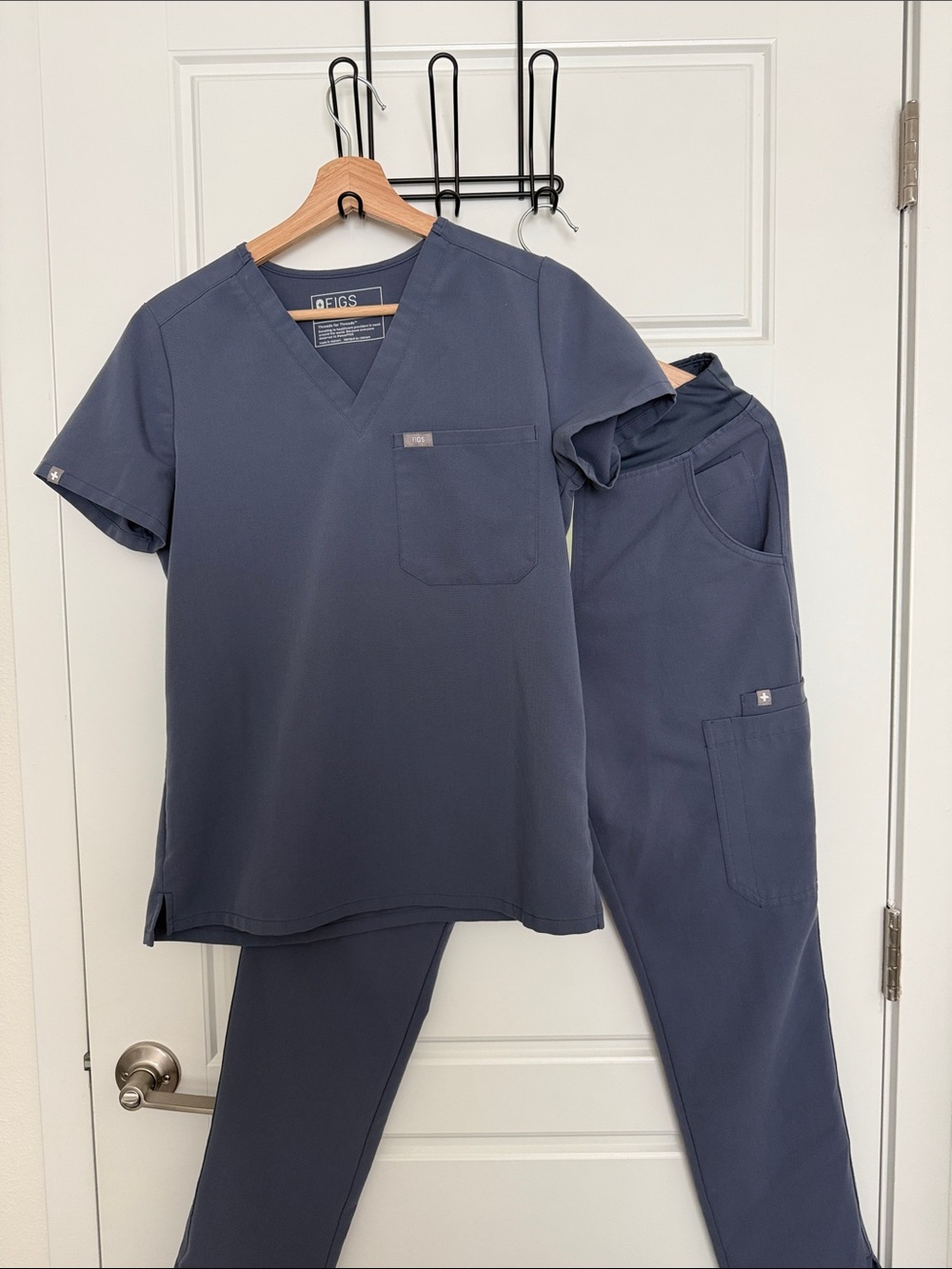 Figs Navy V-Neck Scrub Top and Pants Set